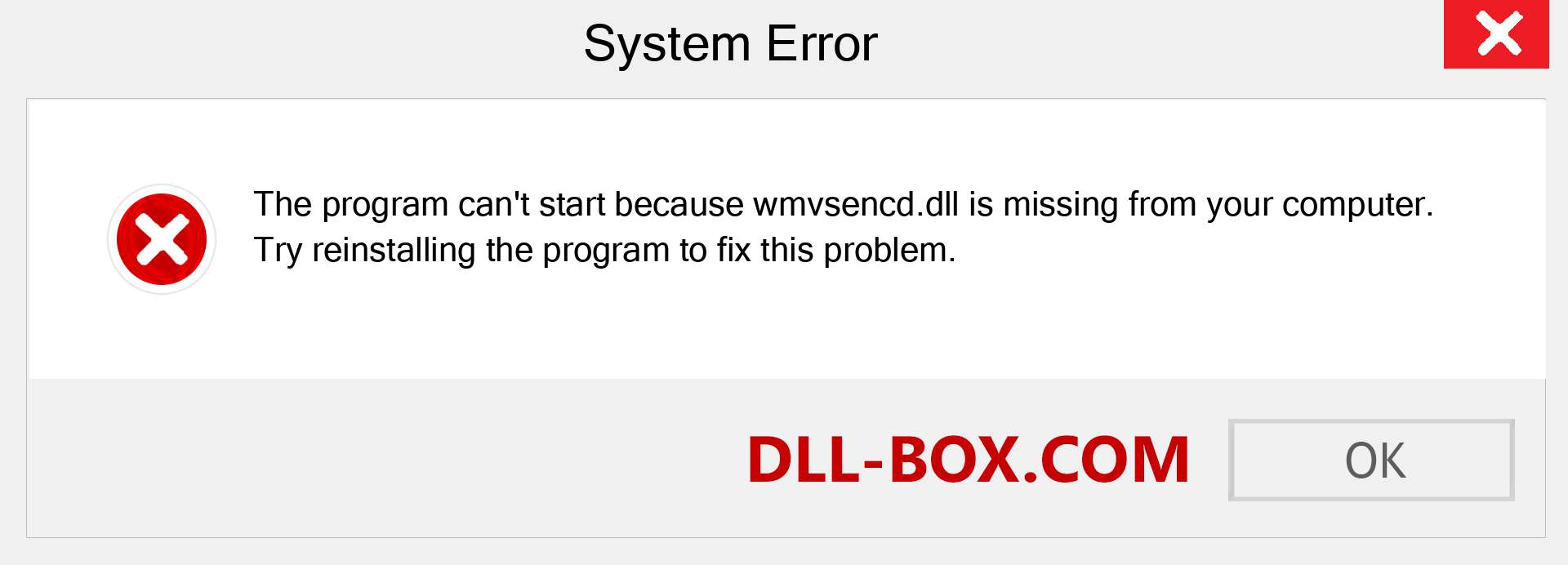  wmvsencd.dll file is missing?. Download for Windows 7, 8, 10 - Fix  wmvsencd dll Missing Error on Windows, photos, images